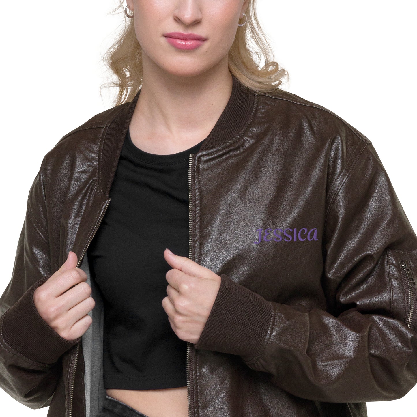 Jessica Jones A.K.A. Alias Investigations Embroidered Leather Bomber Jacket