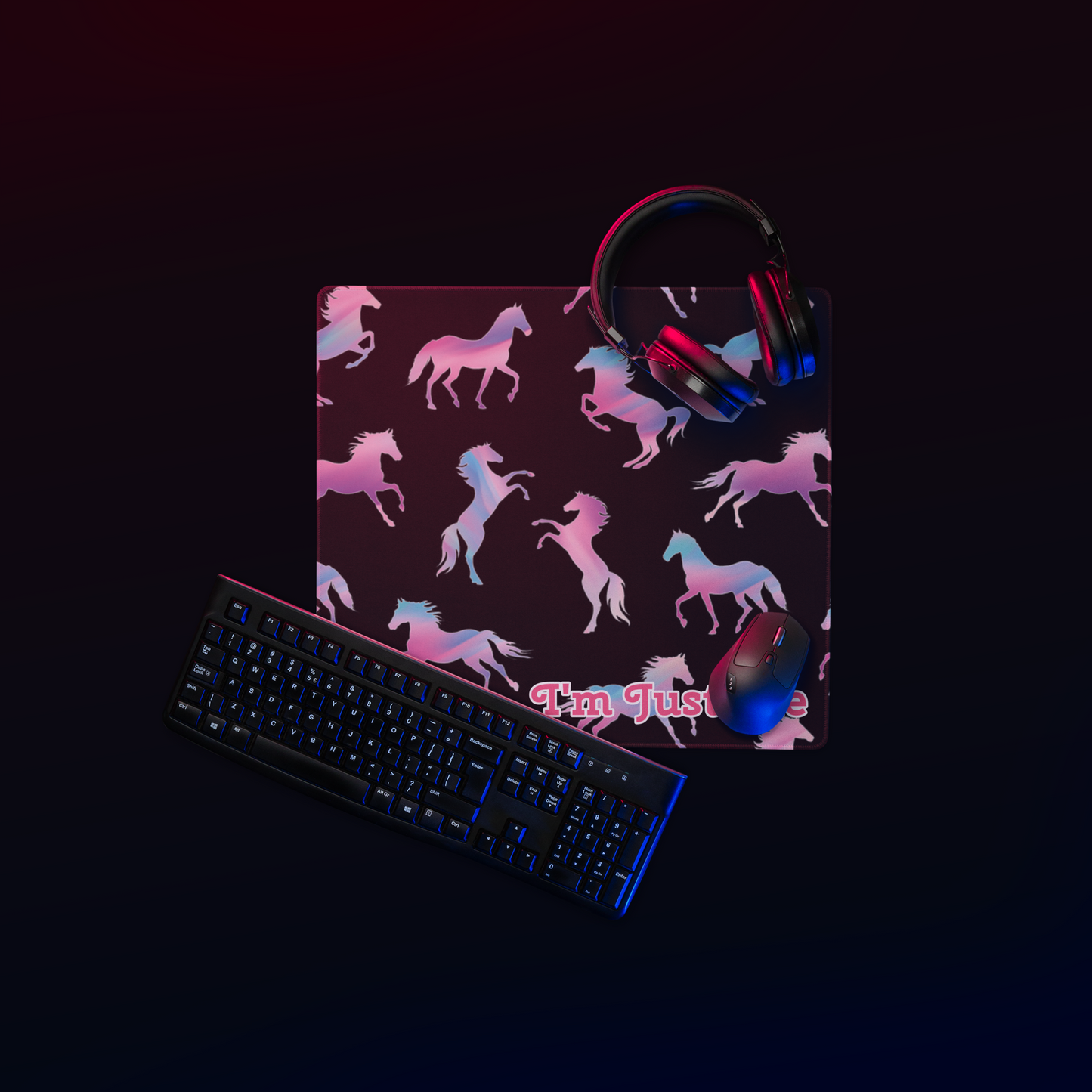 "I'm Just Me" Ken & Barbie's Pink and Blue Horses Gaming Mouse Pad