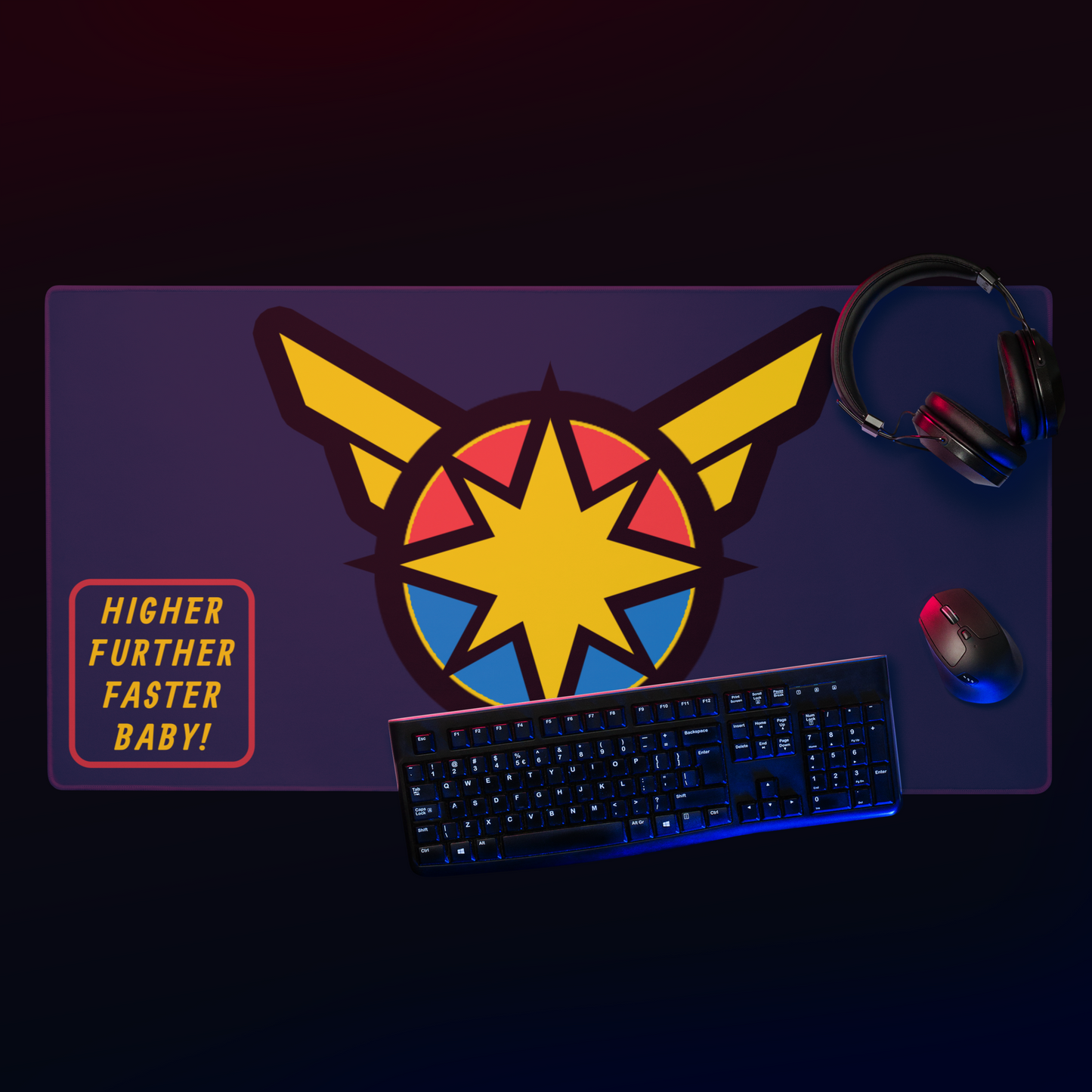 Captain Carol Danvers Higher Further Faster Gaming Mouse Pad