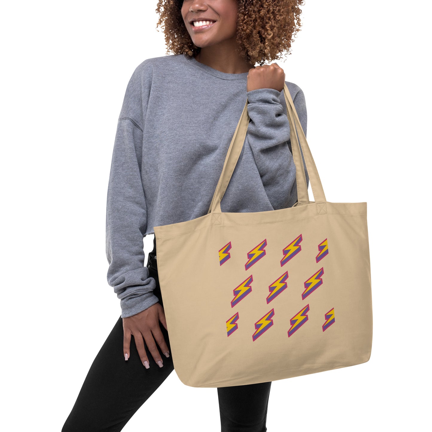 Intergalactic Lightning Bolts Large Organic Tote Bag