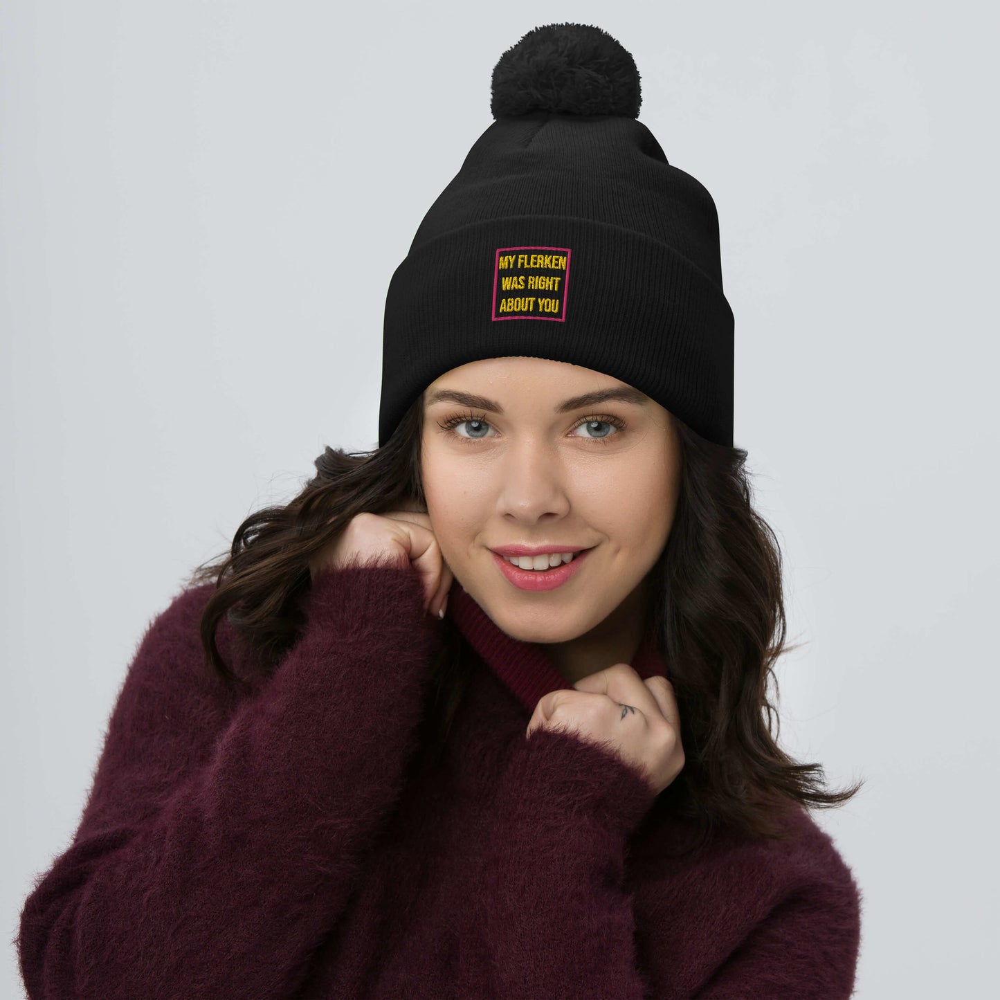 "My Flerken" Embroidered Pom-Pom Beanie