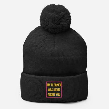 "My Flerken" Embroidered Pom-Pom Beanie