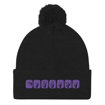 Clint Barton ASL (Hawkeye) Embroidered Pom-Pom Beanie