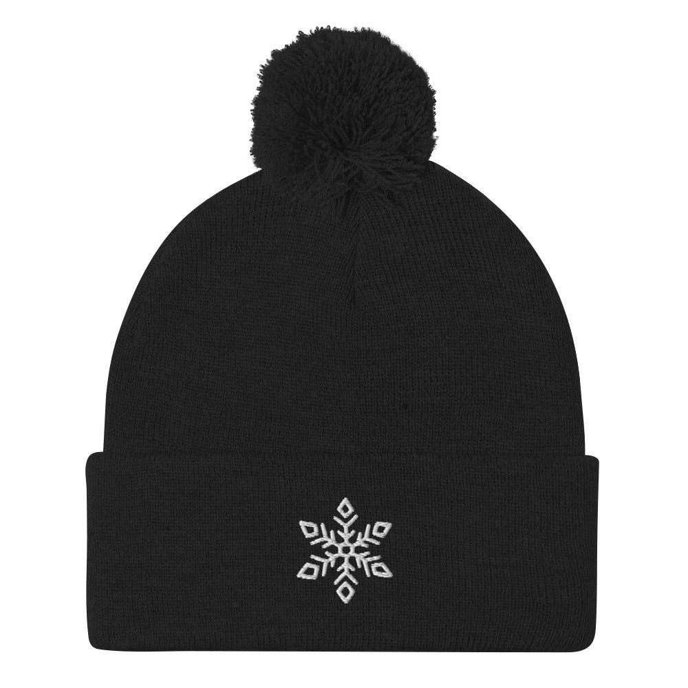 Ice Queen Embroidered Pom-Pom Beanie