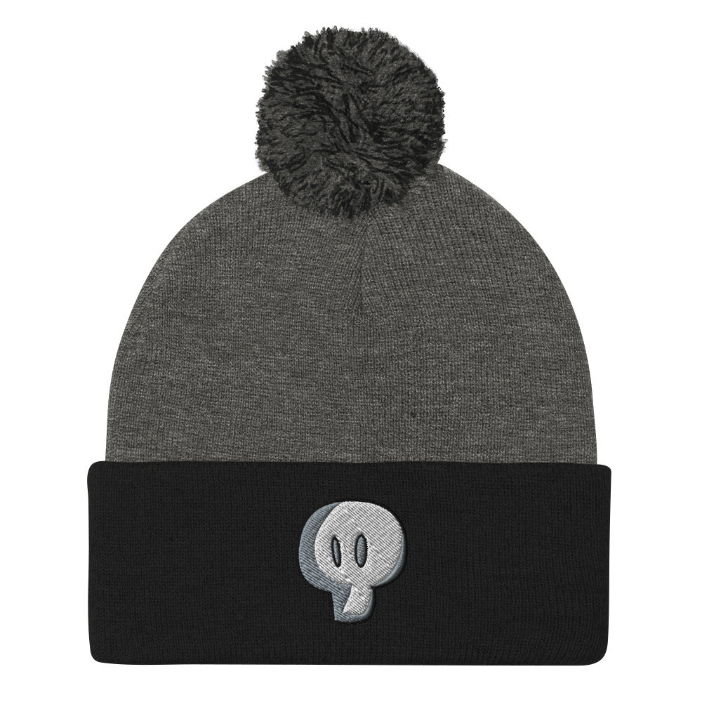 Mystique Skull Embroidered Pom-Pom Beanie