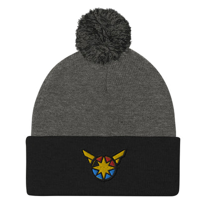 Captain Carol Danvers Embroidered Pom-Pom Beanie