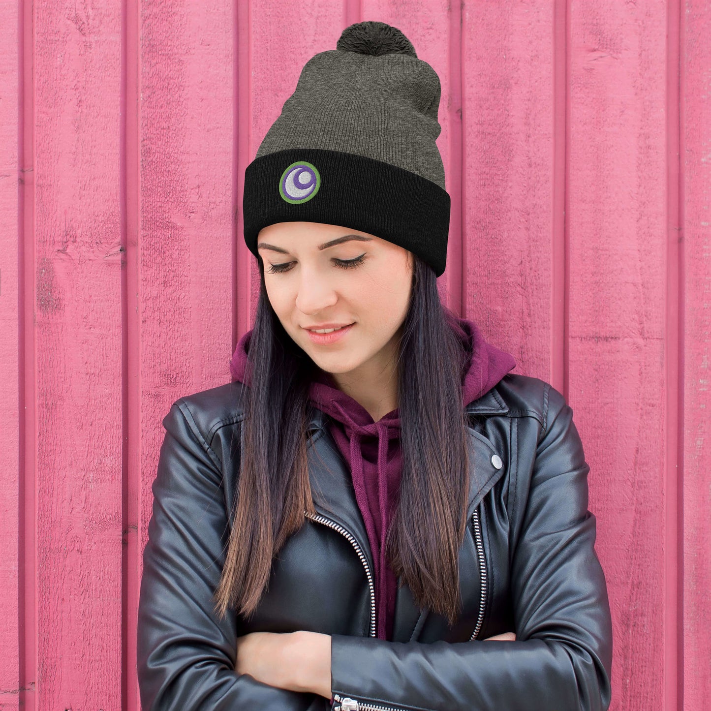 Starfire Embroidered Pom-Pom Beanie