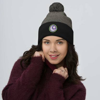 Starfire Embroidered Pom-Pom Beanie