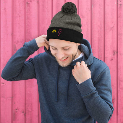 Ms. Kamala Khan Embroidered Pom-Pom Beanie