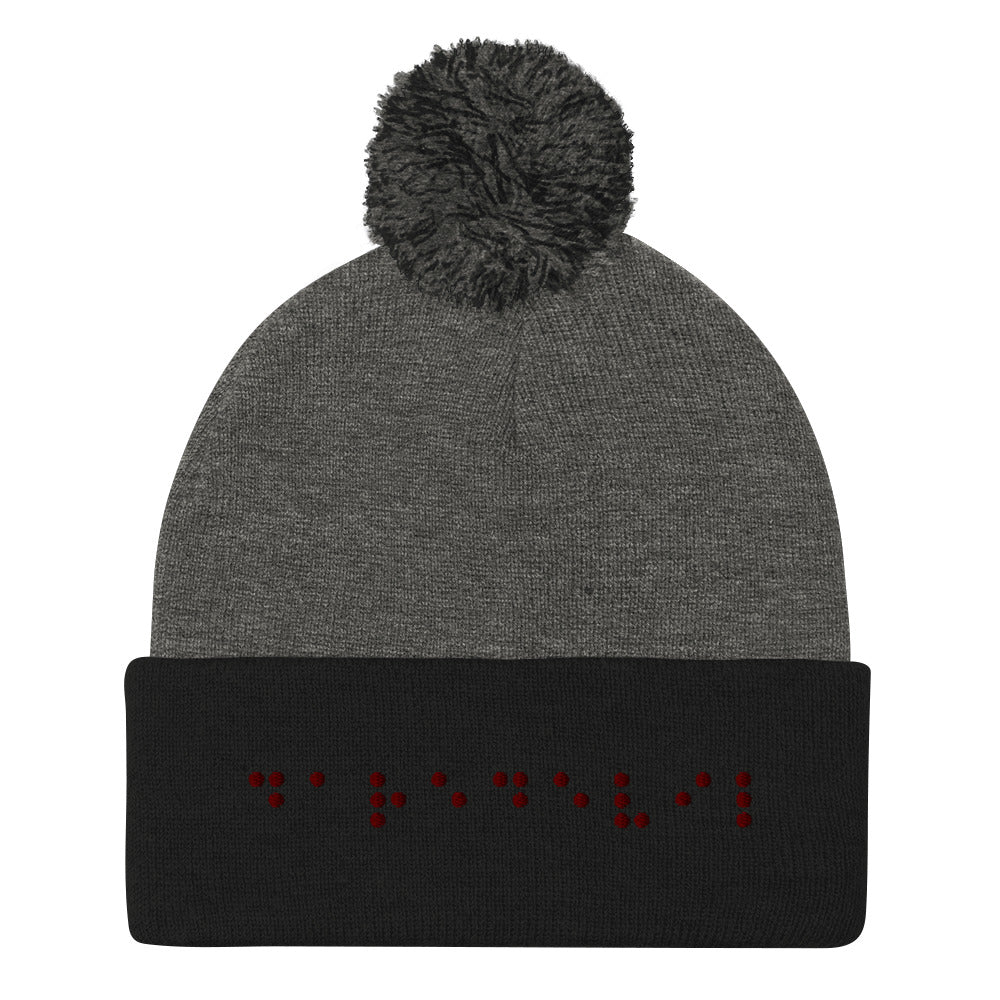 Matt Murdock Braille "Daredevil" Embroidered Pom-Pom Beanie