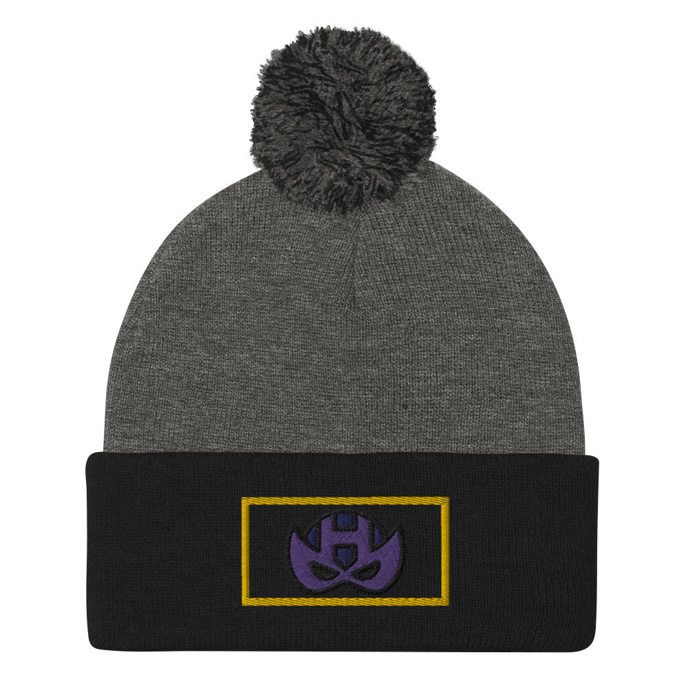 Clint Barton Mask Embroidered Pom-Pom Beanie