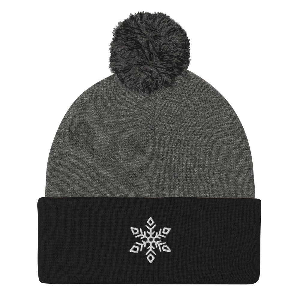 Ice Queen Embroidered Pom-Pom Beanie