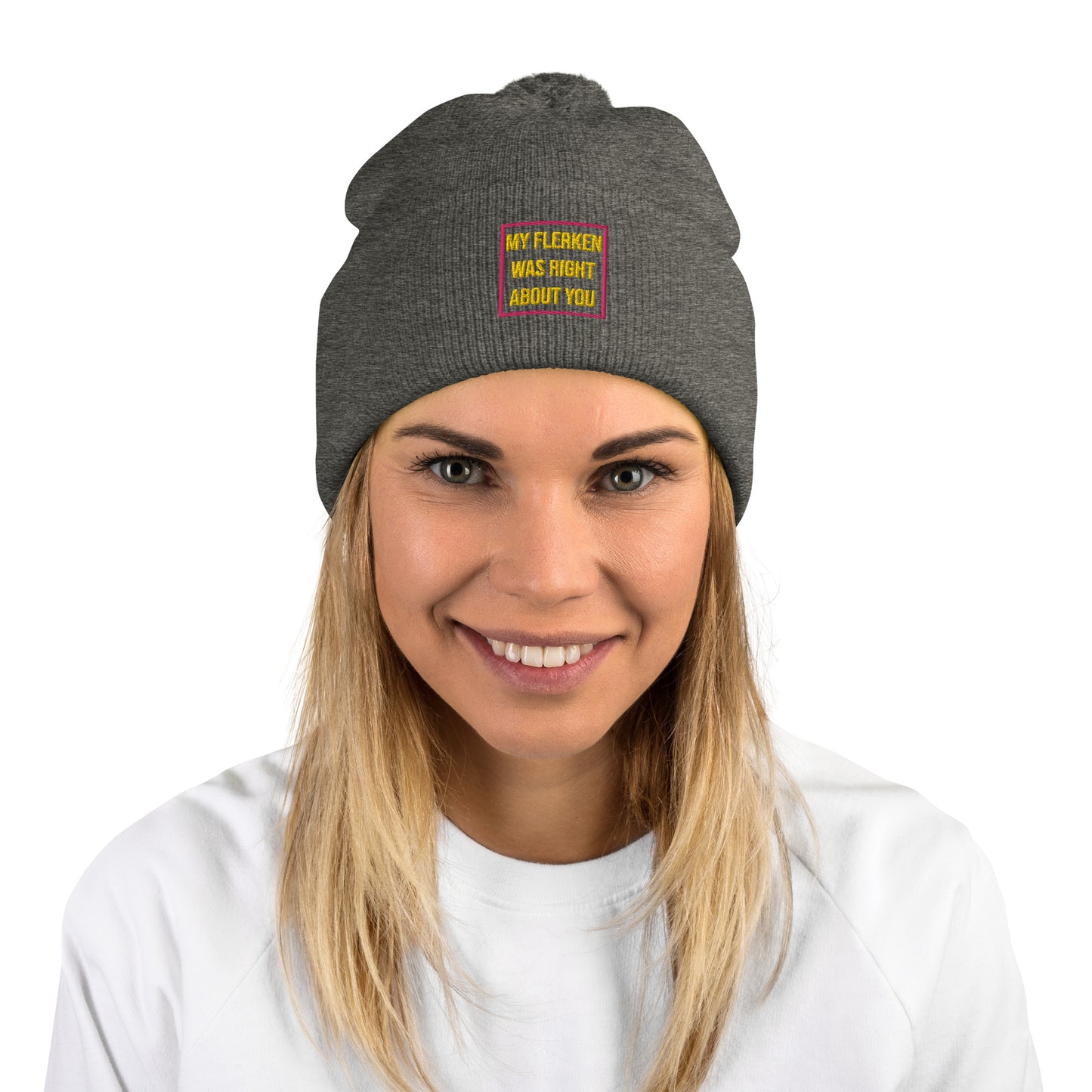 "My Flerken" Embroidered Pom-Pom Beanie