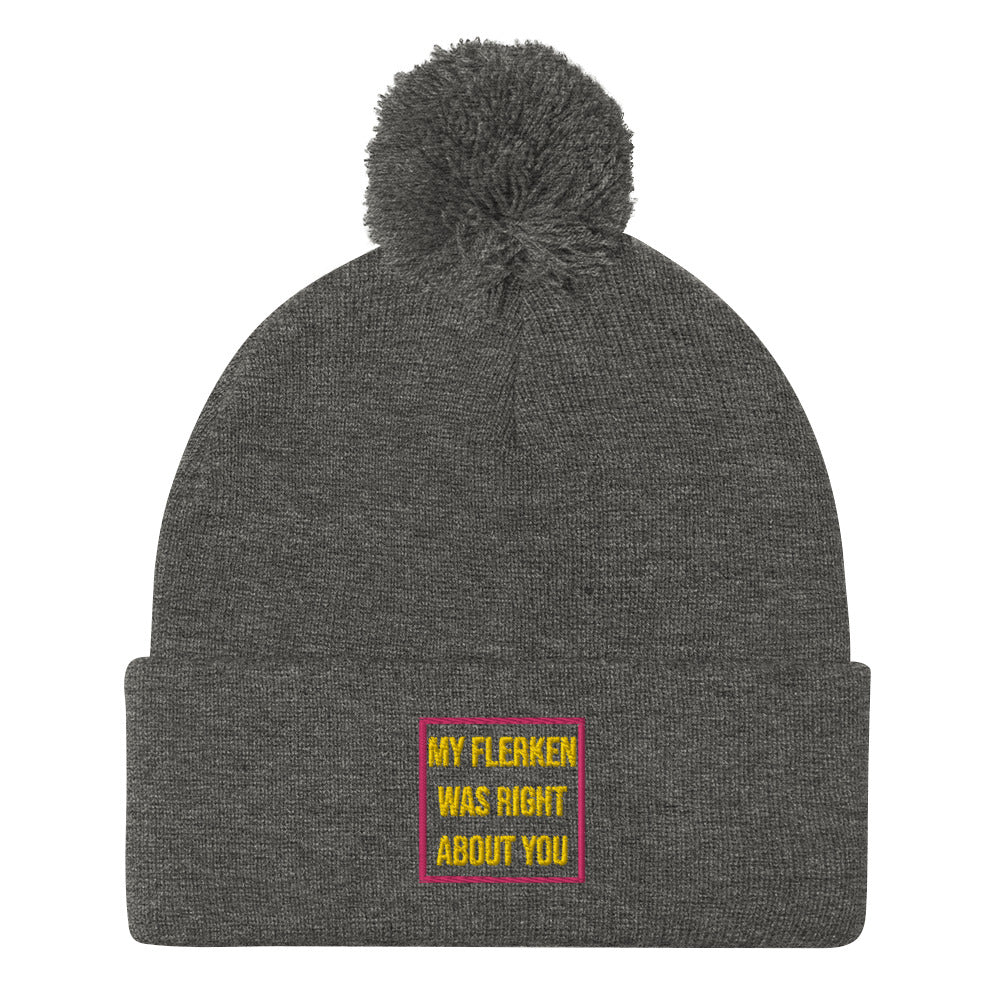 "My Flerken" Embroidered Pom-Pom Beanie