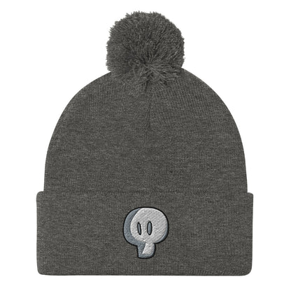 Mystique Skull Embroidered Pom-Pom Beanie