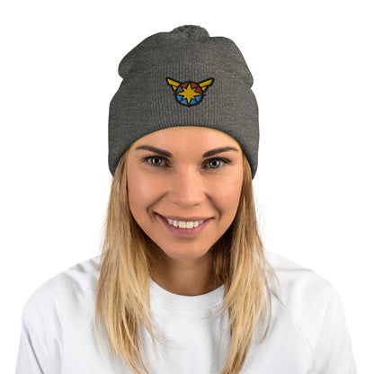 Captain Carol Danvers Embroidered Pom-Pom Beanie