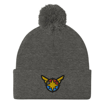 Captain Carol Danvers Embroidered Pom-Pom Beanie