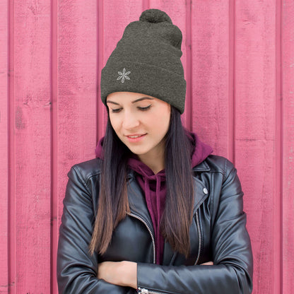 Ice Queen Embroidered Pom-Pom Beanie