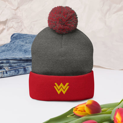 Diana Prince Eagle Embroidered Pom-Pom Beanie