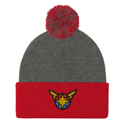 Captain Carol Danvers Embroidered Pom-Pom Beanie