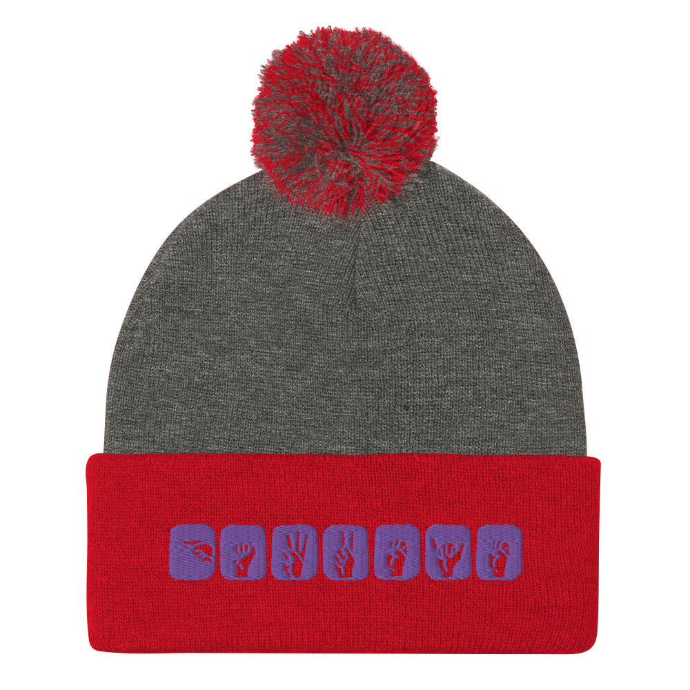 Clint Barton ASL (Hawkeye) Embroidered Pom-Pom Beanie