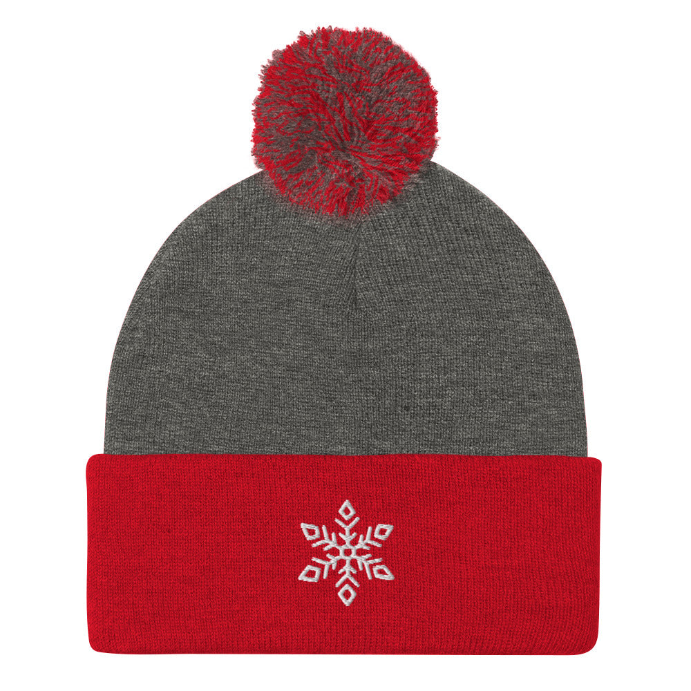 Ice Queen Embroidered Pom-Pom Beanie