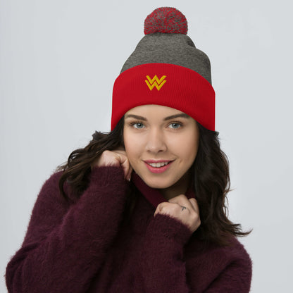 Diana Prince Eagle Embroidered Pom-Pom Beanie