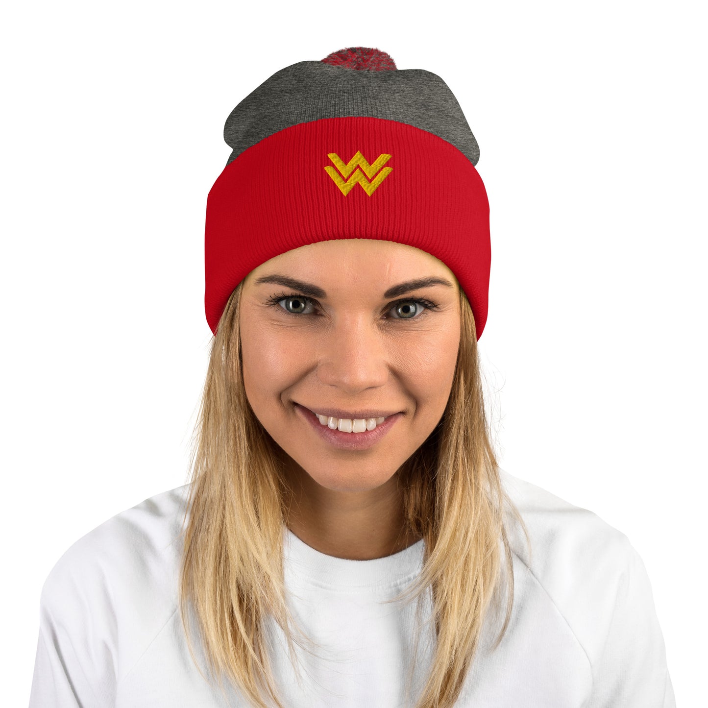 Diana Prince Eagle Embroidered Pom-Pom Beanie