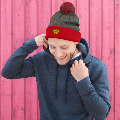 Diana Prince Eagle Embroidered Pom-Pom Beanie