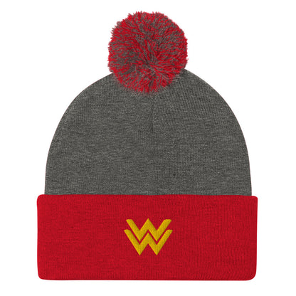 Diana Prince Eagle Embroidered Pom-Pom Beanie