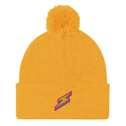 Intergalactic Lightning Bolt Embroidered Pom-Pom Beanie