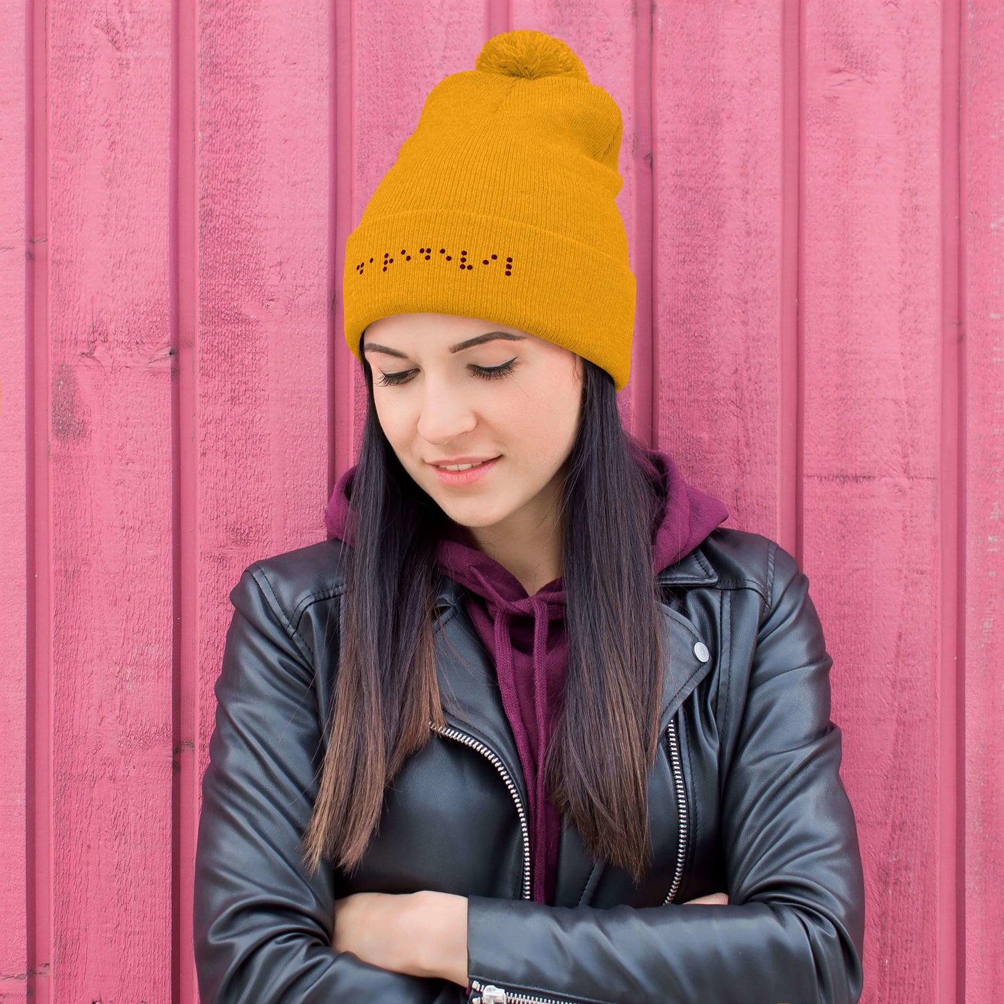 Matt Murdock Braille "Daredevil" Embroidered Pom-Pom Beanie