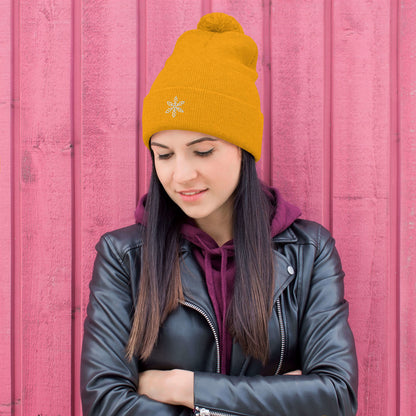 Ice Queen Embroidered Pom-Pom Beanie