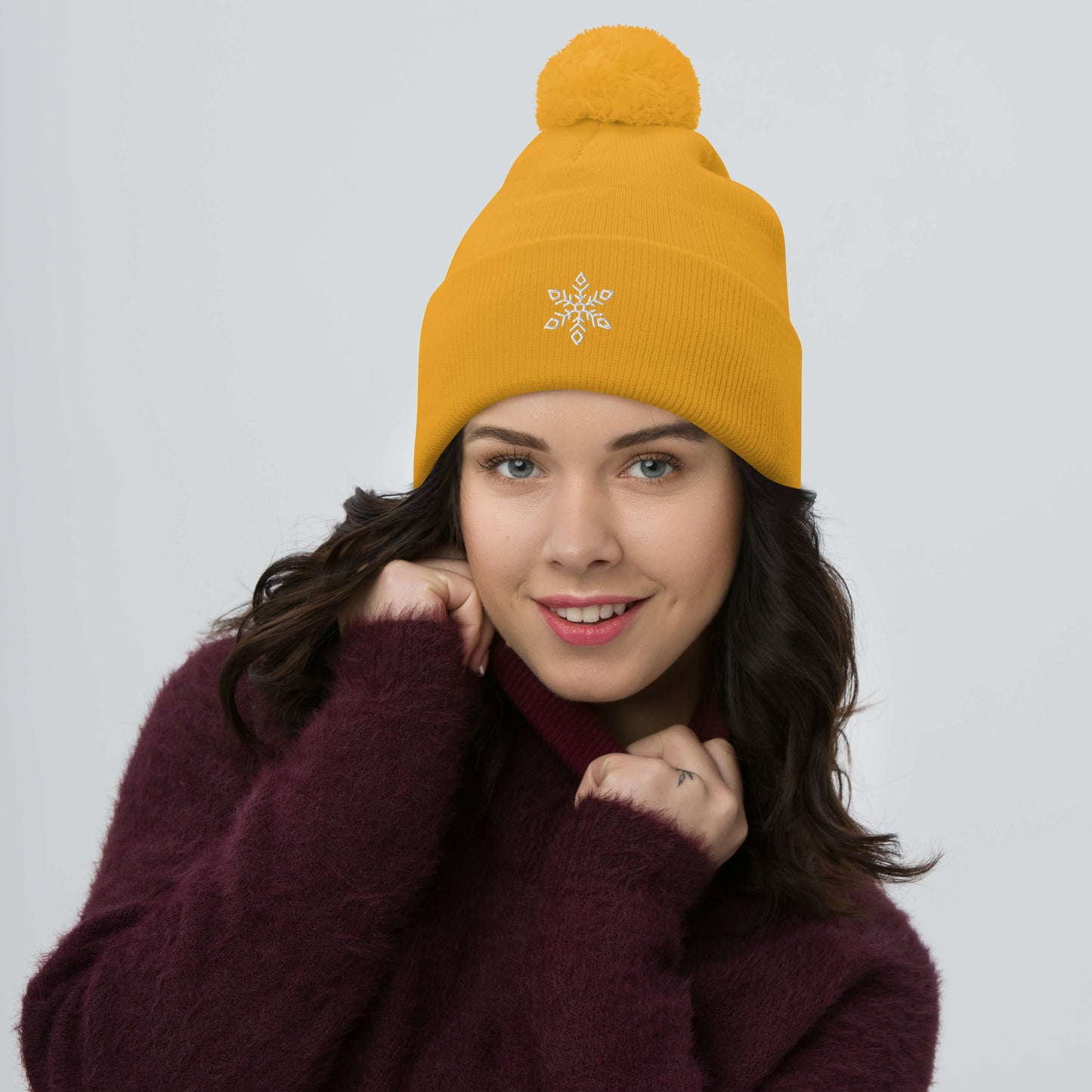 Ice Queen Embroidered Pom-Pom Beanie