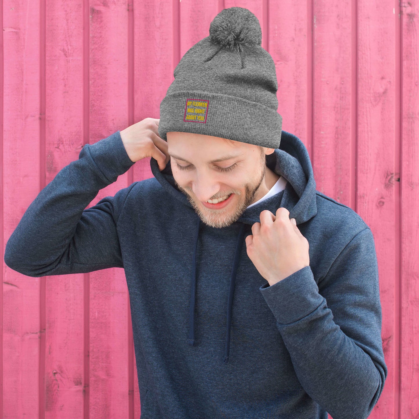 "My Flerken" Embroidered Pom-Pom Beanie