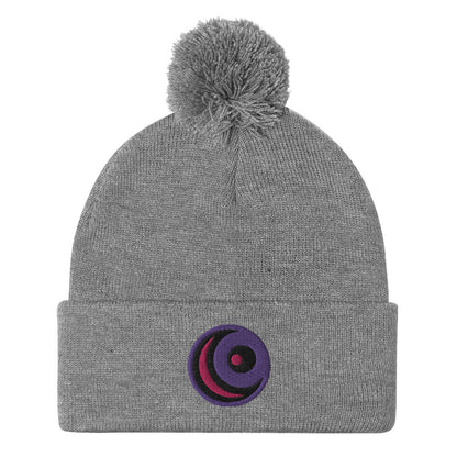 Raven Embroidered Pom-Pom Beanie