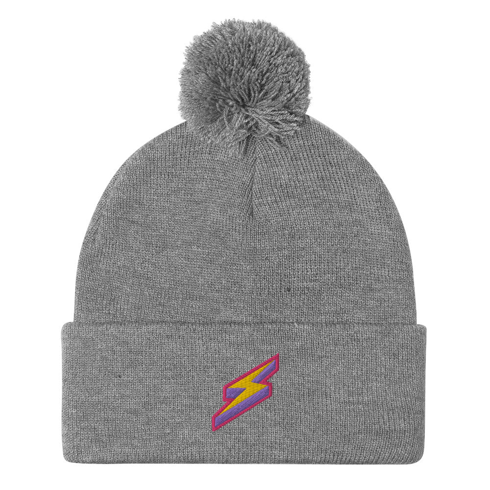 Intergalactic Lightning Bolt Embroidered Pom-Pom Beanie