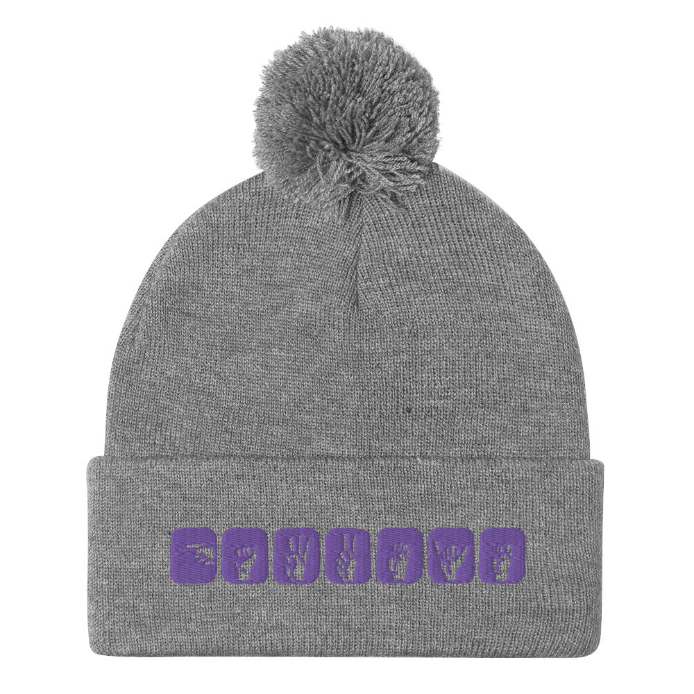 Clint Barton ASL (Hawkeye) Embroidered Pom-Pom Beanie