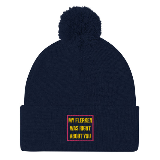 "My Flerken" Embroidered Pom-Pom Beanie