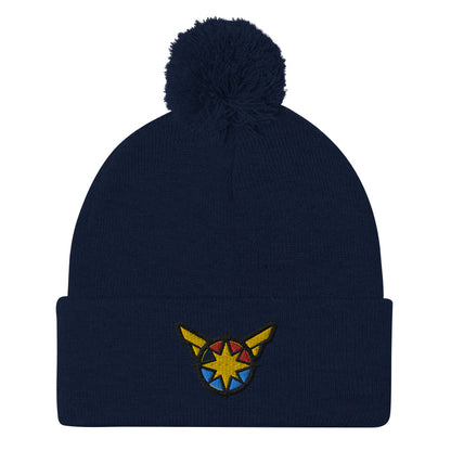 Captain Carol Danvers Embroidered Pom-Pom Beanie