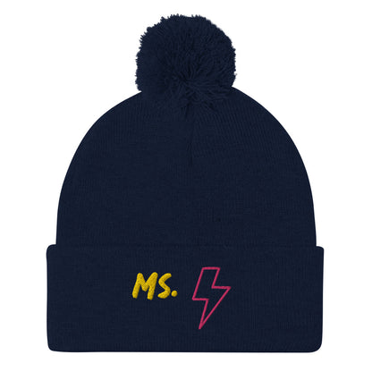 Ms. Kamala Khan Embroidered Pom-Pom Beanie