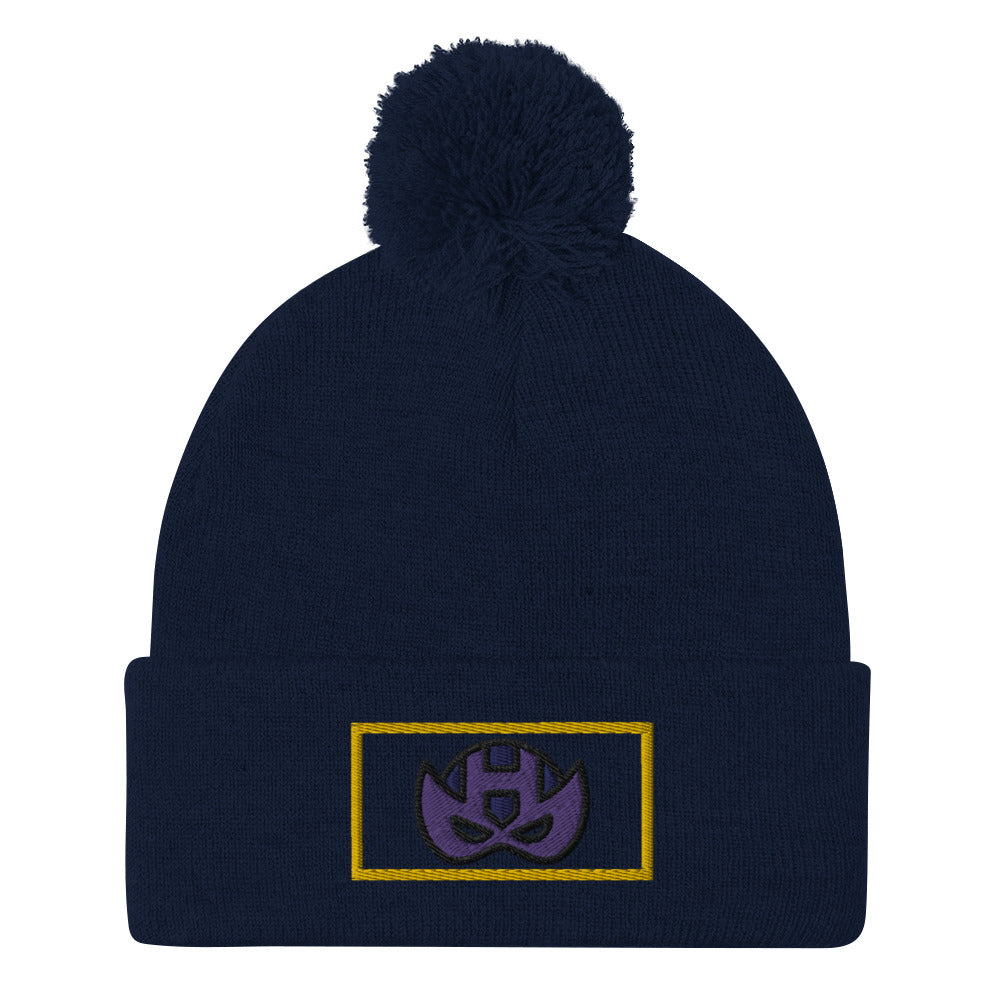 Clint Barton Mask Embroidered Pom-Pom Beanie