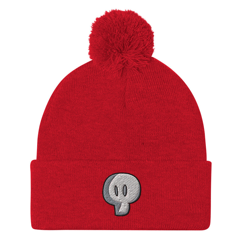 Mystique Skull Embroidered Pom-Pom Beanie