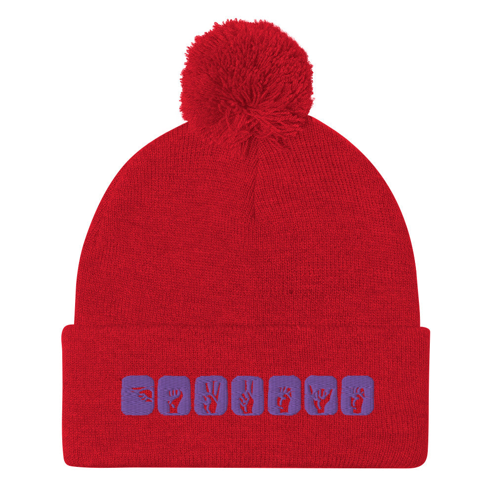 Clint Barton ASL (Hawkeye) Embroidered Pom-Pom Beanie