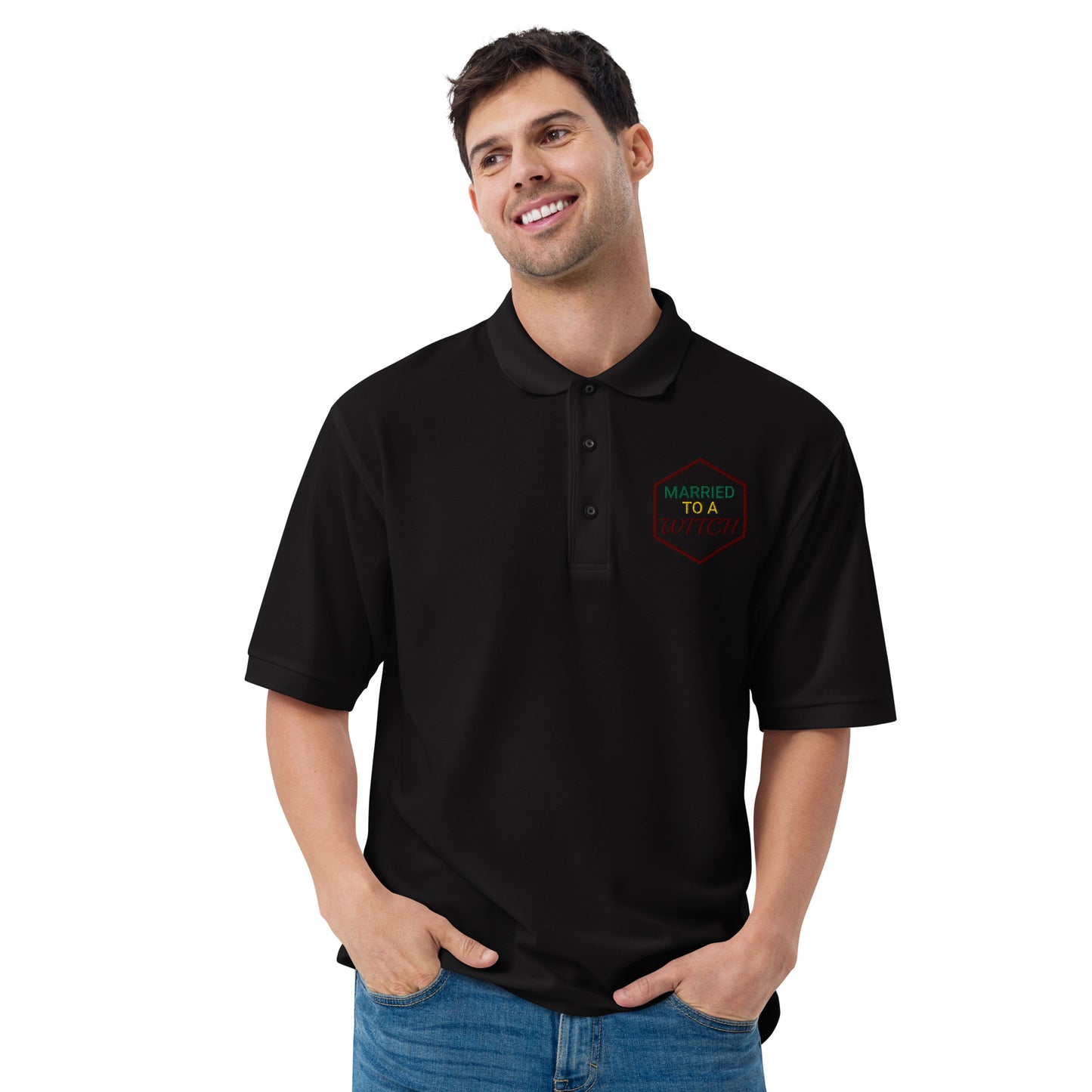 Vision Married to a Witch Hex Embroidered Polo Shirt