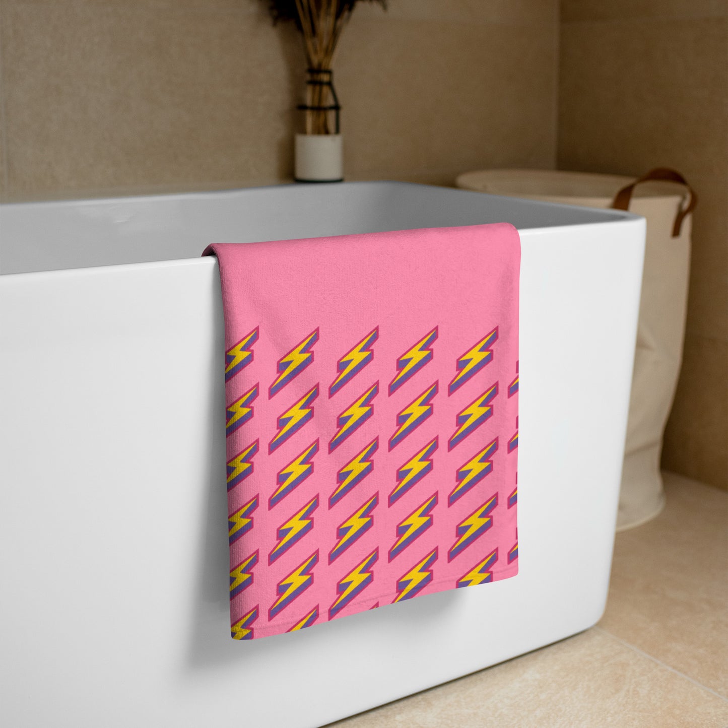 Intergalactic Lightning Bolts (Pink) Towel