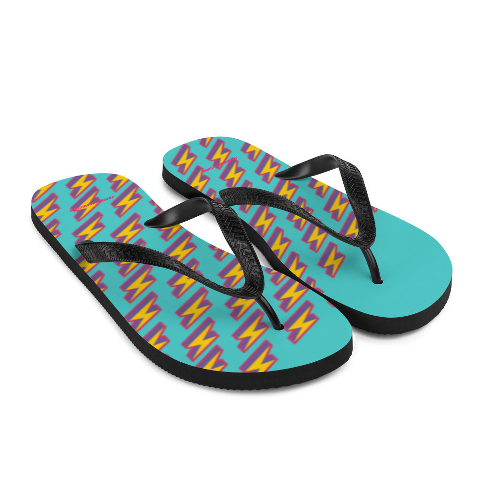 Intergalactic Lightning Bolts (Aqua) Flip-Flops