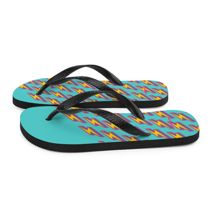 Intergalactic Lightning Bolts (Aqua) Flip-Flops