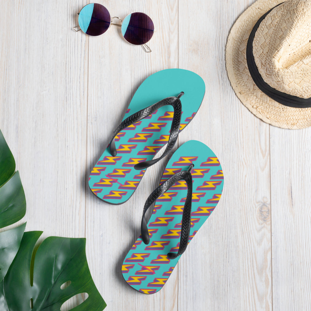 Intergalactic Lightning Bolts (Aqua) Flip-Flops