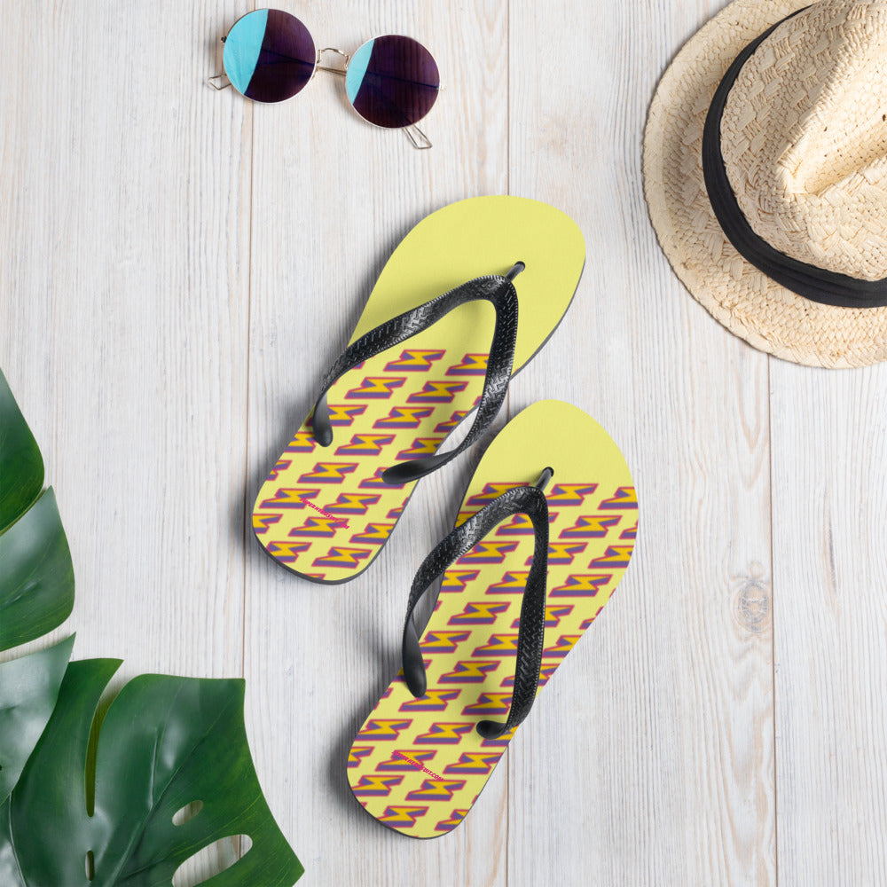 Intergalactic Lightning Bolts (Yellow) Flip-Flops